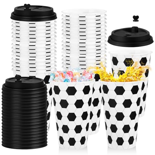 Layhit 24 Stück Becher für Fußball-Party, Geburtstag, Gastgeschenke, 473 ml, Kunststoff, wiederverwendbar, mit Deckel, Sportball, Trinkbecher für Fußball, Party, Zubehör, Geschenke, Dekorationen Layhit 24 Stück Becher für Fußball-Party, Geburtstag, Gastgeschenke, 473 ml, Kunststoff, wiederverwendbar, mit Deckel, Sportball, Trinkbecher für Fußball, Party, Zubehör, Geschenke, Dekorationen von Layhit