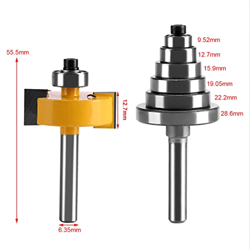 Lazmin112 Fräser MIT Lagern, 1/2 "H - 1/4" Schaftfräser MIT 7 Lagern für MDF, Massivholz, Spanplatten, Sperrholz USW Lazmin112 Fräser MIT Lagern, 1/2 "H - 1/4" Schaftfräser MIT 7 Lagern für MDF, Massivholz, Spanplatten, Sperrholz USW von Lazmin112