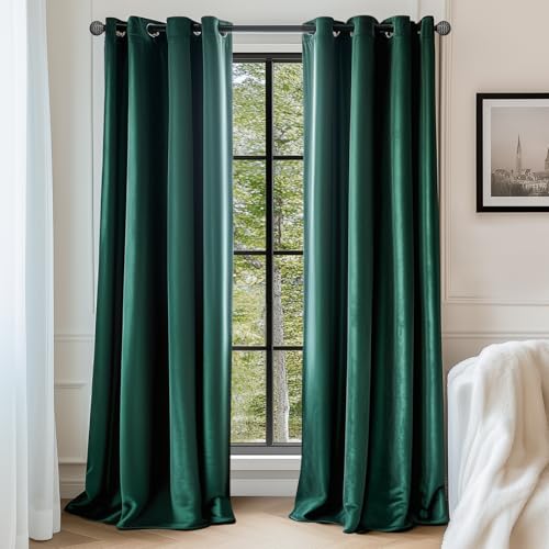 Lazzzy Verdunklungsvorhänge, samtgrün, wärmeisoliert, 228 cm lang, Vorhänge für Schlafzimmer, Zimmer, Verdunkelung, Fensterbehandlungen, Ösen, Wohnzimmer, Vorhänge, Set mit 2 Paneelen, Smaragdgrün Lazzzy Verdunklungsvorhänge, samtgrün, wärmeisoliert, 228 cm lang, Vorhänge für Schlafzimmer, Zimmer, Verdunkelung, Fensterbehandlungen, Ösen, Wohnzimmer, Vorhänge, Set mit 2 Paneelen, Smaragdgrün von Lazzzy