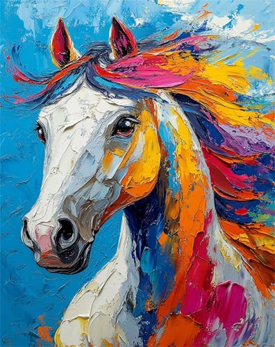 Tier Malen nach Zahlen für Erwachsene mit Rahmen - Premium DIY Pferd Malen Nach Zahlen Set 30x40cm, Komplettset mit Acrylfarben & Pinseln, Kreativset für Anfänger & Erwachsene, Wanddekoration F-116 Tier Malen nach Zahlen für Erwachsene mit Rahmen - Premium DIY Pferd Malen Nach Zahlen Set 30x40cm, Komplettset mit Acrylfarben & Pinseln, Kreativset für Anfänger & Erwachsene, Wanddekoration F-116 von Lchtooog