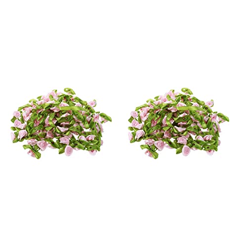 Lckiioy 200Pcs Mini Satinband Rose Flower Leaf Hochzeit Dekor Applikationen Nähen DIY Hauptfarbe: Rosa von Lckiioy