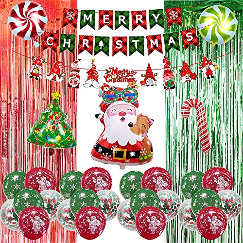Lckiioy Rot GrüN Weihnachten Balloon Kit Frohe Weihnachten Banner für DIY Weihnachten Fenster Hintergrund Dekoration C von Lckiioy