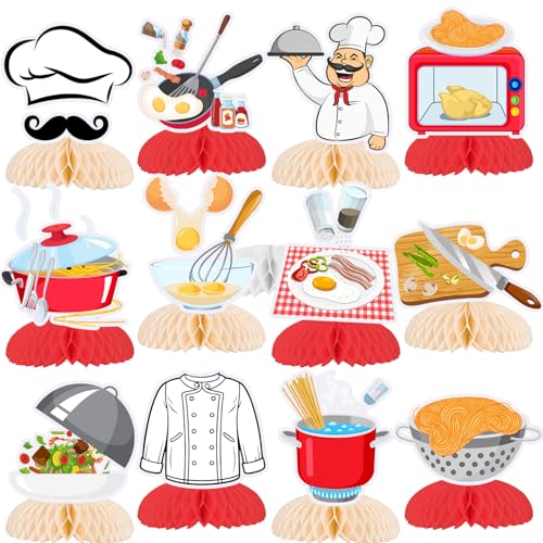 12 Stück Chef Waben-Mittelstücke, Kochen Happy Party Favors Geburtstag Party Dekorationen Kochen Tafelaufsätze Dekorationen Zubehör für Kinder, Teenager, Jungen, Mädchen, Babyparty 12 Stück Chef Waben-Mittelstücke, Kochen Happy Party Favors Geburtstag Party Dekorationen Kochen Tafelaufsätze Dekorationen Zubehör für Kinder, Teenager, Jungen, Mädchen, Babyparty von Lcnjscgo