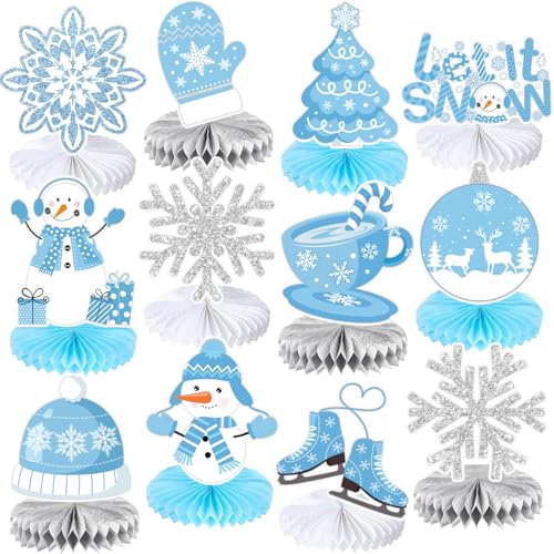 12 Stück Winter-Waben-Mittelstücke, Winter-Party-Dekorationen, Schneeflocken-Tischdekoration, Dekoration für Winterwunderland, Schneeflocke, Weihnachten, Geburtstag, Partyzubehör 12 Stück Winter-Waben-Mittelstücke, Winter-Party-Dekorationen, Schneeflocken-Tischdekoration, Dekoration für Winterwunderland, Schneeflocke, Weihnachten, Geburtstag, Partyzubehör von Lcnjscgo