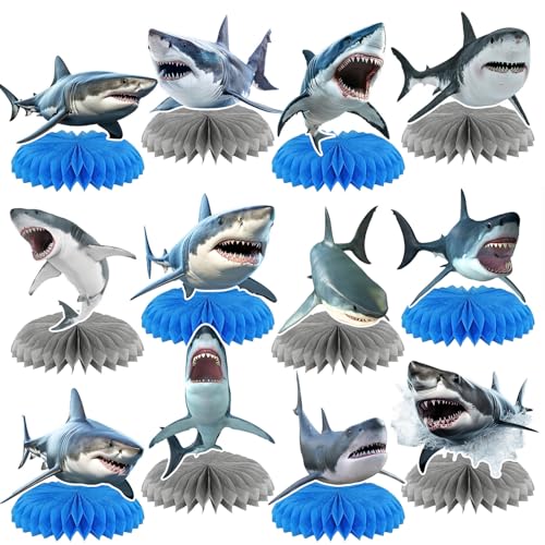 12 Stück realistische Haifisch-Waben-Mittelstücke, Hai-Partygeschenke, Geburtstagsparty-Dekorationen, Ozean-Tischdekoration, Zubehör für Kinder, Teenager, Jungen, Mädchen, Babyparty 12 Stück realistische Haifisch-Waben-Mittelstücke, Hai-Partygeschenke, Geburtstagsparty-Dekorationen, Ozean-Tischdekoration, Zubehör für Kinder, Teenager, Jungen, Mädchen, Babyparty von Lcnjscgo