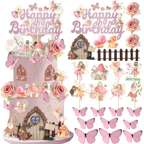 26 Stück Feenkuchenaufsätze, Feenkuchendekorationen, Feengeburtstagsparty-Dekorationen, Dekoration für den ersten Geburtstag, Waldgarten, Fee, Babyparty 26 Stück Feenkuchenaufsätze, Feenkuchendekorationen, Feengeburtstagsparty-Dekorationen, Dekoration für den ersten Geburtstag, Waldgarten, Fee, Babyparty von Lcnjscgo