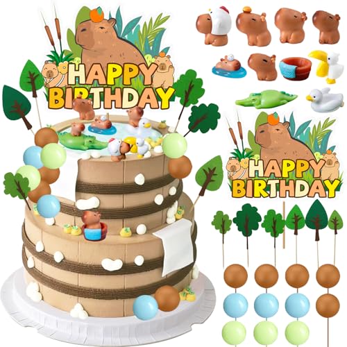 Capybara-Kuchenaufsätze, Capybara-Geburtstagsparty-Dekorationen, Capybara-Kuchendekorationen, Geschenke für Kinder, Babyparty, 28 Stück Capybara-Kuchenaufsätze, Capybara-Geburtstagsparty-Dekorationen, Capybara-Kuchendekorationen, Geschenke für Kinder, Babyparty, 28 Stück von Lcnjscgo
