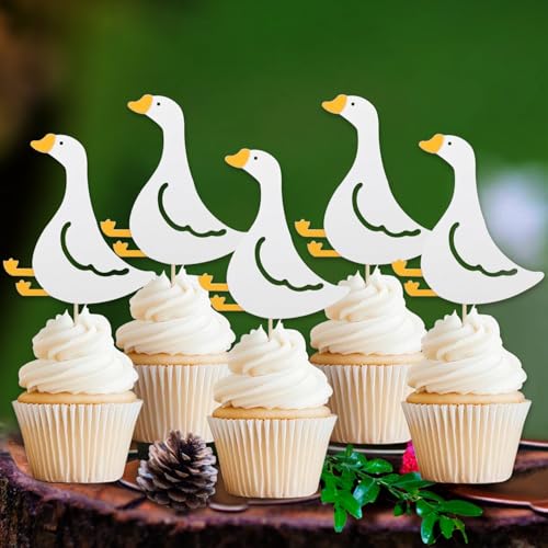 Cupcake-Topper mit Gänsemotiv, 24 Stück, eine alberne Gans, Geburtstagsparty-Dekorationen, alberne Gänse, Kuchendekorationen für Kinder, Jungen, Mädchen, Babyparty Cupcake-Topper mit Gänsemotiv, 24 Stück, eine alberne Gans, Geburtstagsparty-Dekorationen, alberne Gänse, Kuchendekorationen für Kinder, Jungen, Mädchen, Babyparty von Lcnjscgo