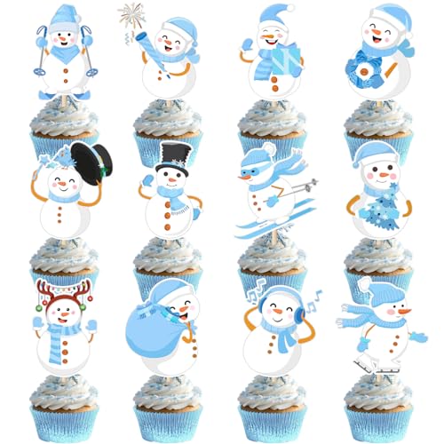 Cupcake-Topper mit Schneemann-Motiv, Winter-Wunderland, Weihnachten, Schneemann, Party-Dekorationen, Kuchendekorationen für Winterferien, Weihnachten, Let It Snowflake Party, Geburtstagsparty, 24 Cupcake-Topper mit Schneemann-Motiv, Winter-Wunderland, Weihnachten, Schneemann, Party-Dekorationen, Kuchendekorationen für Winterferien, Weihnachten, Let It Snowflake Party, Geburtstagsparty, 24 von Lcnjscgo
