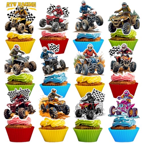Cupcake-Topper mit vier Rädern, ATV Quad Bike, Cupcake-Topper, Dirt-Bike, Cupcake-Kuchendekorationen, ATV, Geburtstagsparty, Dekorationen für Kinder, Jungen, Mädchen, Babyparty, 24 Stück Cupcake-Topper mit vier Rädern, ATV Quad Bike, Cupcake-Topper, Dirt-Bike, Cupcake-Kuchendekorationen, ATV, Geburtstagsparty, Dekorationen für Kinder, Jungen, Mädchen, Babyparty, 24 Stück von Lcnjscgo