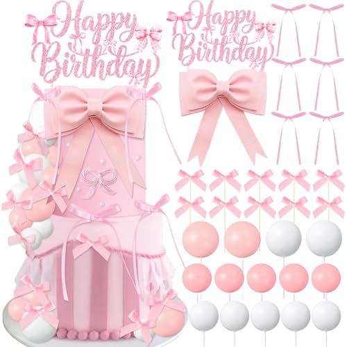 Kuchendekoration mit Schleife, rosa Schleife, Kokette, Geburtstagsparty-Dekorationen, Zubehör für Mädchen, rosa Schleife, Babyparty Kuchendekoration mit Schleife, rosa Schleife, Kokette, Geburtstagsparty-Dekorationen, Zubehör für Mädchen, rosa Schleife, Babyparty von Lcnjscgo