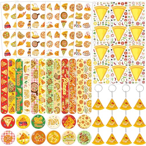 LCNJSCGO Pizza-Partygeschenke – 60-teiliges Set mit temporären Tattoos, Aufklebern, Armbändern, Schlüsselanhängern und Abzeichen für Kinder-Pizza-Geburtstagsfeiern LCNJSCGO Pizza-Partygeschenke – 60-teiliges Set mit temporären Tattoos, Aufklebern, Armbändern, Schlüsselanhängern und Abzeichen für Kinder-Pizza-Geburtstagsfeiern von Lcnjscgo
