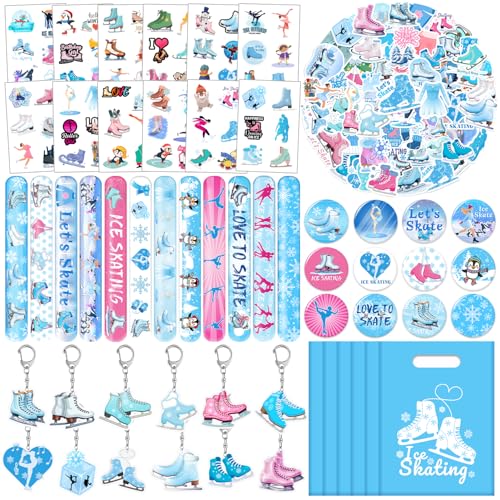 Lcnjscgo 110 Stück Schlittschuh-Partygeschenke, Winter-Eislauf-Aufkleber, temporäre Tattoos, Slap Armbänder, Schlüsselanhänger, Abzeichen, Geschenktüten, Schlittschuhlaufen, Lcnjscgo 110 Stück Schlittschuh-Partygeschenke, Winter-Eislauf-Aufkleber, temporäre Tattoos, Slap Armbänder, Schlüsselanhänger, Abzeichen, Geschenktüten, Schlittschuhlaufen, von Lcnjscgo