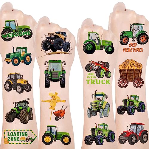 Lcnjscgo 24 Blatt (144 Stück) Traktor Tattoos Aufkleber Party Favors Thema Geburtstag Supplies Dekorationen für Kinder Junge Mädchen Preise Weihnachten Geschenke Goodie Bags von Lcnjscgo