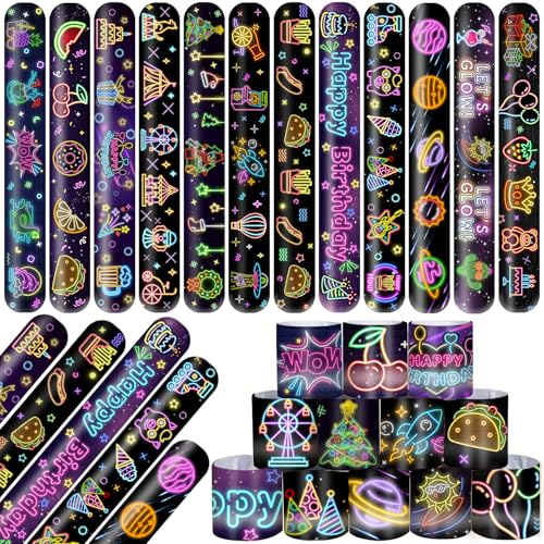 Lcnjscgo 48 Stück Neon-Slap-Armbänder, Partyzubehör, Neonarmbänder, Geschenktütenfüller für Neon-Geburtstagsparty, Dekorationen, Zubehör für Kinder, Jungen, Mädchen, Klassenzimmer, Belohnungen Lcnjscgo 48 Stück Neon-Slap-Armbänder, Partyzubehör, Neonarmbänder, Geschenktütenfüller für Neon-Geburtstagsparty, Dekorationen, Zubehör für Kinder, Jungen, Mädchen, Klassenzimmer, Belohnungen von Lcnjscgo