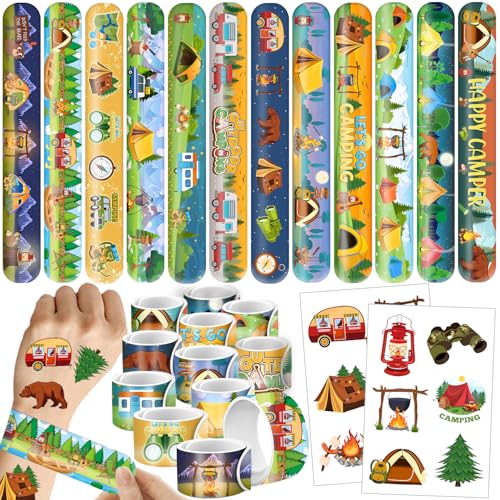 Lcnjscgo Camping-Partygeschenke, 24 Stück Camping-Armbänder, 72 Stück, temporäre Tattoos, Aufkleber, Outdoor-Abenteuer, Camping, Geburtstag, Party-Dekorationen für Kinder Lcnjscgo Camping-Partygeschenke, 24 Stück Camping-Armbänder, 72 Stück, temporäre Tattoos, Aufkleber, Outdoor-Abenteuer, Camping, Geburtstag, Party-Dekorationen für Kinder von Lcnjscgo