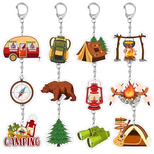 Lcnjscgo Camping-Partygeschenke, Camping-Acryl-Schlüsselanhänger für Outdoor-Abenteuer, Camping, Geburtstagsparty, Dekorationen, Zubehör für Kinder, Jungen, Mädchen, Klassenzimmerpreise, 12 Stück Lcnjscgo Camping-Partygeschenke, Camping-Acryl-Schlüsselanhänger für Outdoor-Abenteuer, Camping, Geburtstagsparty, Dekorationen, Zubehör für Kinder, Jungen, Mädchen, Klassenzimmerpreise, 12 Stück von Lcnjscgo