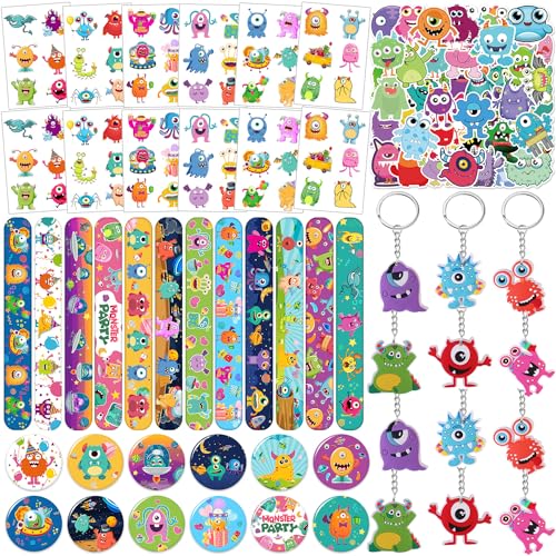 Lcnjscgo Monster Party Favors Decorations Supplies Gifts Monster Theme Stickers Tattoo Stickers Bracelets Badges Keychains for Kids Birthday Party Decorations Baby Shower von Lcnjscgo