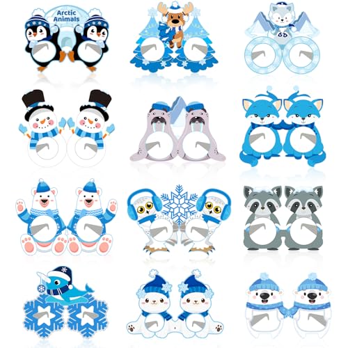 Lcnjscgo Papierbrillen für den Winter, arktische Tiere, für den Winter, Polartier, Partyzubehör, Geburtstagsparty-Dekorationen, Fotoautomaten-Requisiten für Kinder, Jungen, Mädchen, 24 Stück Lcnjscgo Papierbrillen für den Winter, arktische Tiere, für den Winter, Polartier, Partyzubehör, Geburtstagsparty-Dekorationen, Fotoautomaten-Requisiten für Kinder, Jungen, Mädchen, 24 Stück von Lcnjscgo