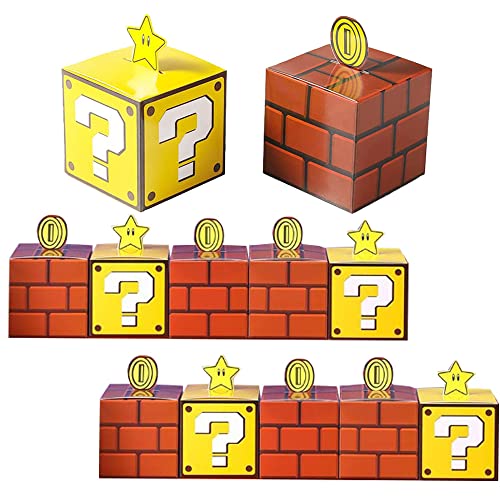 Mario Party-Leckerli-Box, 24 Stück, Videospiel-Block, Geschenktüten für Mario-Themenparty, Gastgeschenke, Dekorationen, Zubehör für Jungen, Mädchen, Kinder (Ziegel) von Lcnjscgo