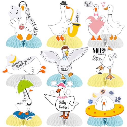 Silly Goose Waben-Mittelstücke, Silly Goose Partyzubehör, Geburtstagsparty-Dekorationen, alberne Gänse, Tafelaufsätze, Dekorationen für Kinder, Teenager, Jungen, Mädchen, Babyparty, 9 Stück Silly Goose Waben-Mittelstücke, Silly Goose Partyzubehör, Geburtstagsparty-Dekorationen, alberne Gänse, Tafelaufsätze, Dekorationen für Kinder, Teenager, Jungen, Mädchen, Babyparty, 9 Stück von Lcnjscgo