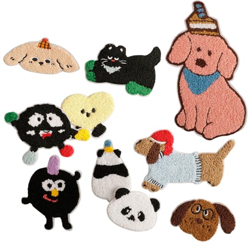 10 PCs Schöne Panda Reparaturflecken Eisen Auf Gestickten Flecken Cartoon Katzen Nähen Dekorative Applikationen Für Kleidung von Ldabrye