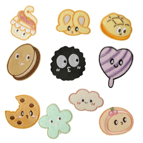10 Stcs Cartoon Food Reparaturflecken Hamburgereisen Auf Gestickten Flecken Keksnähenflecken Für Kleiderhutjeans von Ldabrye
