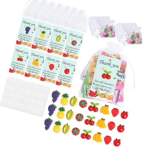 24-teiliges Obst- und Dankeskarten-Set aus Kunstharz mit Kordelzugbeutel, Klebeband für Lehrer, Kollegen, Wertschätzungsgeschenk 24-teiliges Obst- und Dankeskarten-Set aus Kunstharz mit Kordelzugbeutel, Klebeband für Lehrer, Kollegen, Wertschätzungsgeschenk von Ldabrye