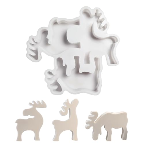 3-in-1-Weihnachts Rentierharz Silikonformen Für Epoxidharz Kerze Backschokolade Schokoladen Fondant Gipsdekoration von Ldabrye