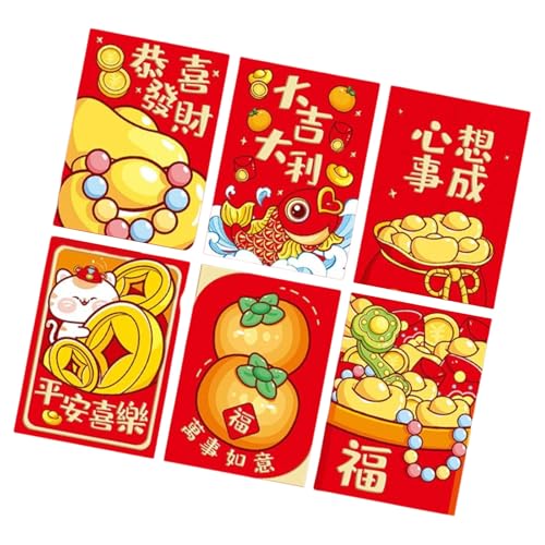 Briefumschläge für traditionelles Frühlingsfest 2025, Schlangenjahr, Geldpakete, Papiertüte, Hongbao für Neujahr, 6 Stück von Ldabrye