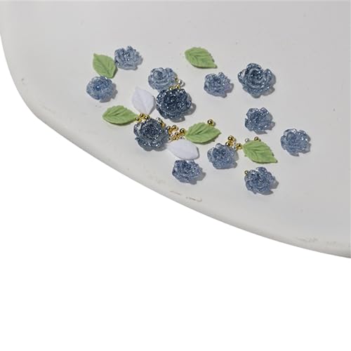 Ldabrye 3D-Blumennägel, Kunst-Anhänger, Kunstharz, Blattanhänger, Stahlperlen, Nägel, Kunstbedarf, Dekorationen für Acryl von Ldabrye