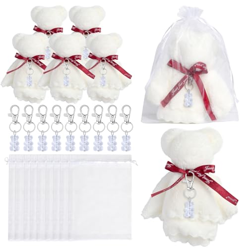 Ldabrye Babypartys Return Gunst Bear Keychains Mit Dankeskarte Organza Taschen Braut Dusche Gunst Hochzeit Gunst Für Gast von Ldabrye