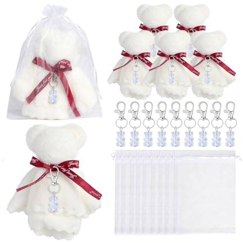 Ldabrye Babypartys Return Gunst Bear Keychains Mit Dankeskarte Organza Taschen Braut Dusche Gunst Hochzeit Gunst Für Gast von Ldabrye