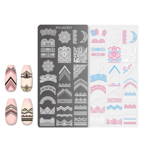Ldabrye French Nails Stamping Plates Nails Stamp Templates Flowers Nails Plates Manicure Print Stencils Nails Art Stamp von Ldabrye