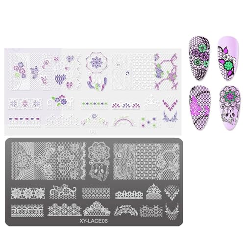 Ldabrye French Nails Stamping Plates Nails Stamp Templates Flowers Nails Plates Manicure Print Stencils Nails Art Stamp von Ldabrye