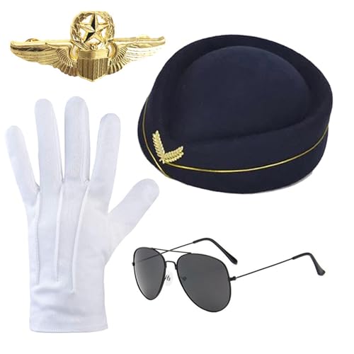 Ldabrye Girl Stewardess & Sonnenbrille+Kerchiefs Für Halloween Frau Carnivals Fotografie Sunpoof Flugbegeisterter von Ldabrye