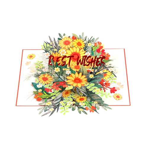 Ldabrye Handgefertigte 3D Sonnenblumengrußkarte Elegante 3D Sunflowers Popup Karte Robuste Papierkarte Für Hochzeiten Jubiläen von Ldabrye