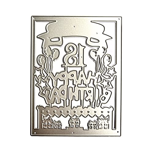 Ldabrye Rechteckige Metall-Stanzformen mit Aufschrift "Happy Birthday", geprägt, für Scrapbooking, Alben, Papierbasteln, Karten, Schablone von Ldabrye