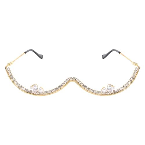 Ldabrye Trendige Strass-verzierte Brille, bequemes Kostümzubehör, modische Brillen für Cosplay-Enthusiasten, funkelnde Metallrahmen-Brille Ldabrye Trendige Strass-verzierte Brille, bequemes Kostümzubehör, modische Brillen für Cosplay-Enthusiasten, funkelnde Metallrahmen-Brille von Ldabrye