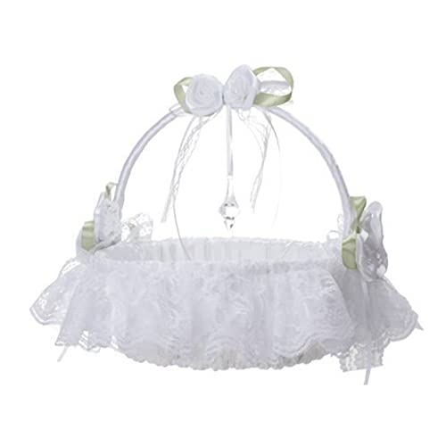 Ldabrye Wedding Supplies Weißer Spitzen-Blumenkorb Seidenstoff Rosettenbüschel werfen Blumenkorb Mädchen Ldabrye Wedding Supplies Weißer Spitzen-Blumenkorb Seidenstoff Rosettenbüschel werfen Blumenkorb Mädchen von Ldabrye