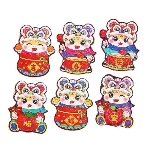 Papiertüte, Motiv: Neujahrsrötungen, Cartoon-Schlangenjahr, multifunktional, chinesische Tierkreiszeichen, Geldbeutel, 6 Stück Papiertüte, Motiv: Neujahrsrötungen, Cartoon-Schlangenjahr, multifunktional, chinesische Tierkreiszeichen, Geldbeutel, 6 Stück von Ldabrye