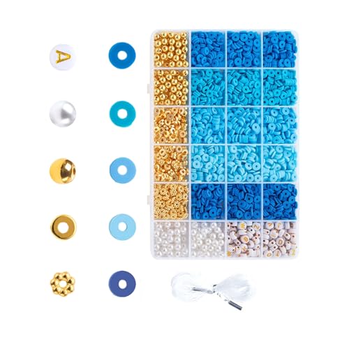 Perlen-Set für Armbänder, Halsketten, Schmuckherstellung, Bastelperlen, rund, Abstandshalter, Ton, Bastelbedarf, bunter Ton, runder Abstandhalter, Buchstaben-Schmuck von Ldabrye