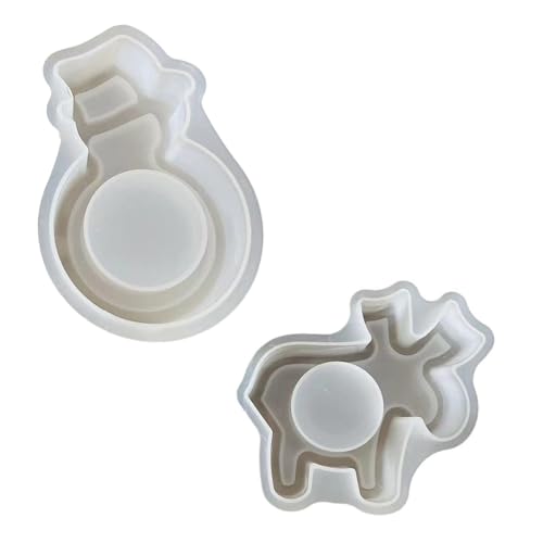 Set Von 2 Einzigartigen Teelichthaltern Formen Zarte Silikonformen Zum Herstellen Von Rentier Und Schneemannkerzenhaltern von Ldabrye