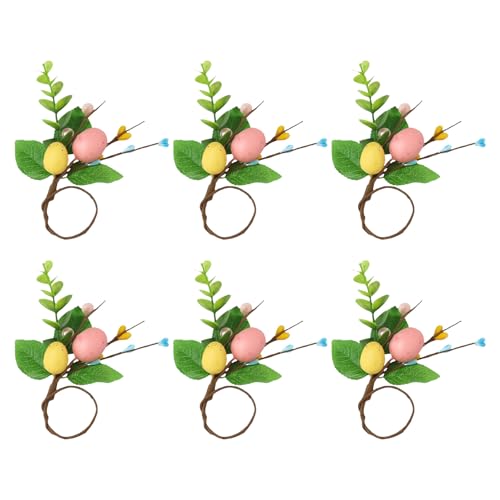 Set mit 6 Ostereiern-Serviettenringen, Rattan-Halter für saisonale Tischdekoration, Einweihungsfeier, Festival-Geschirr von Ldabrye