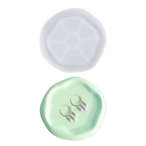 Unregelmäßige Silikonform mit Blumenherz, rundes Tablett, Gips, Zement, Schmuckaufbewahrung, Epoxidharz, Formen für Zuhause Unregelmäßige Silikonform mit Blumenherz, rundes Tablett, Gips, Zement, Schmuckaufbewahrung, Epoxidharz, Formen für Zuhause von Ldabrye