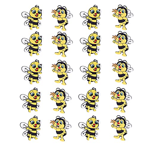 20 Stück Holzknöpfe in Bienenform, Cartoon-Design, dekorativer bemalter, Kleidungszubehör zum Nähen von Sammelalben von Ldafava