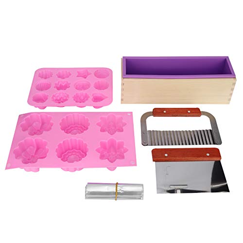 DIY Silikon handgefertigte Seife Schimmelpilze Set Holzbox Wellige Gerade Schimmelpilze Wärme Schrumpfung Film von Ldafava