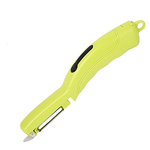 Handheld Electric Obst Schälerschneider Edelstahl Klingenschaltmaschine Effizientes Küchenwerkzeug zum Schälen von Obst Gemüse Abs Material Grün Blau 24 cm 9.4in (Grün) von Ldafava