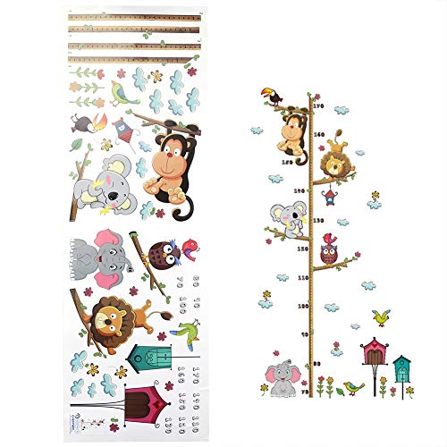 Kids Height Chart Wandaufkleber Kleber Netter Elefant Lion Design PVC Kindergarten selbstklebende abnehmbare wasserdichte Ökofreundliche für Baby Schlafzimmer Wohnzimmer von Ldafava