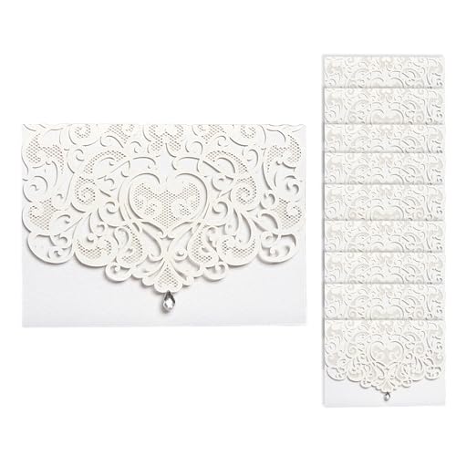 Ldafava 10 Stück ausgehöhlte Hochzeitseinladungskarten mit Umschlägen, Strass, elegantes, geschnittenes Blumendesign, innen leer, für Brautparty, Verlobung, Gruß, Jahrestag, Valentinstag, Ldafava 10 Stück ausgehöhlte Hochzeitseinladungskarten mit Umschlägen, Strass, elegantes, geschnittenes Blumendesign, innen leer, für Brautparty, Verlobung, Gruß, Jahrestag, Valentinstag, von Ldafava